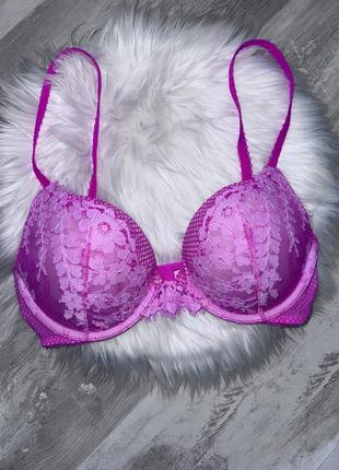 Бюстгальтер-неон рожевий пуш ап victoria's secret very sexy bra dream angels push-up neon peony