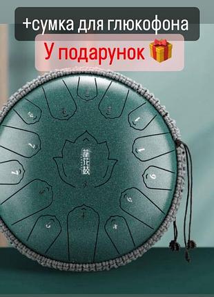Глюкофон happy drum 13 нот зелёный карбоновая сталь, музыкальный инструмент для медитации, язычковый барабан
