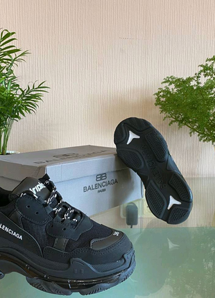 Balenciaga triple s clear sole black (чорні)