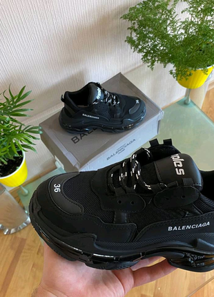 Balenciaga triple s clear sole black (чорні)4 фото