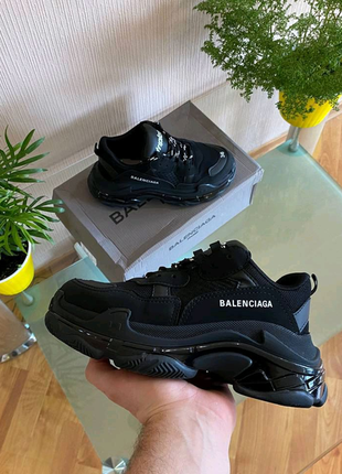 Balenciaga triple s clear sole black (чорні)5 фото