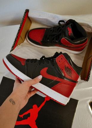 Крутые мужские кроссовки nike air jordan 1 red/black чёрные с красным