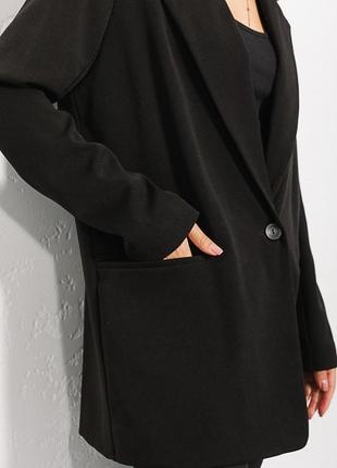 Базовий однобортний піджак чорного кольору5 фото