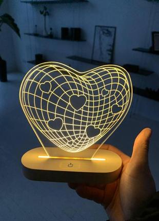 3d ночник на аккумуляторе, светильник беспроводной