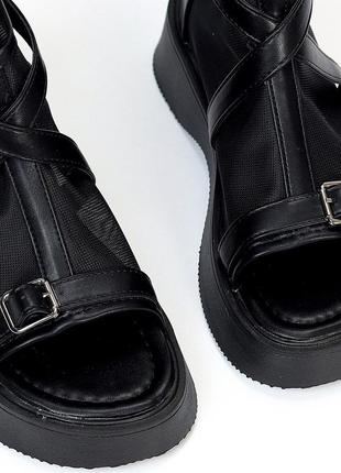 Жіночі босоніжки чорні сандалі літні чорного кольору сітка 36 37 38 39 40 418 фото