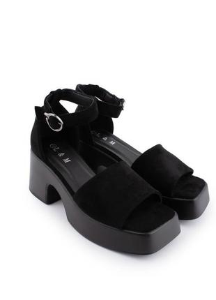 Женские черные босоножки на каблуке, на каблуке, вечерние удобные босоножки1 фото