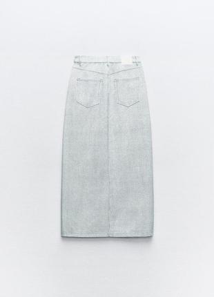 Смугаста джинсова спідниця z1975 середньої довжини5 фото