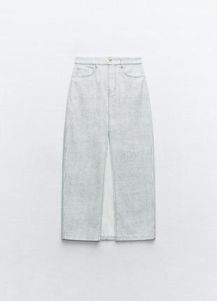 Смугаста джинсова спідниця z1975 середньої довжини4 фото