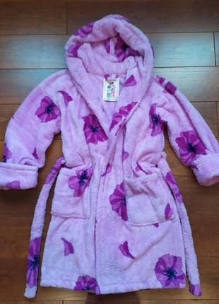 Женский короткий халат флисовый, софт-махра