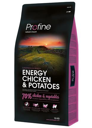 Сухой корм для собак с повышенной нагрузкой profine energy chicken & potato 15 кг / супер-премиум класса