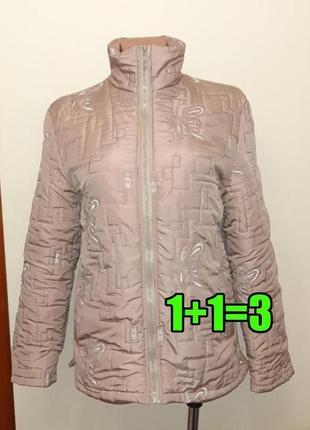 💥1+1=3 стильная куртка бежевая демисезон с вышивкой бабочки, размер 50 - 522 фото