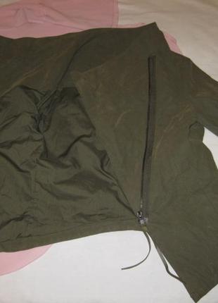 Модная куртка косуха под кожу замшу плотная скошенная широкое горло удобная хаки h&m карманы два3 фото