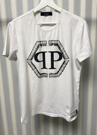 Оригинальная белая футболка philipp plein со шпильками
