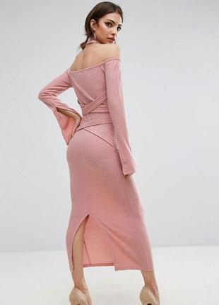Розпродаж сукня lavish alice міді трикотажна  asos в рубчик8 фото