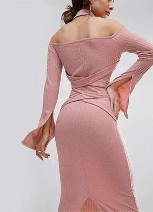 Розпродаж сукня lavish alice міді трикотажна  asos в рубчик6 фото