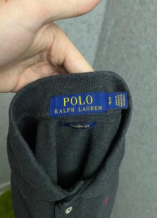 Сіра футболка поло від бренда polo ralph lauren5 фото