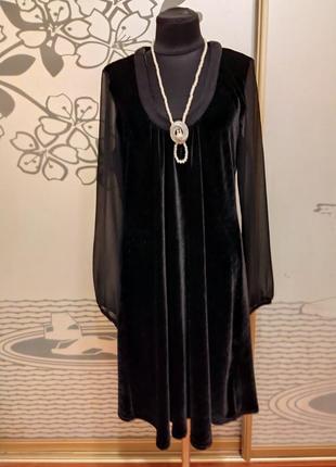 Брендовое нарядное велюровое платье миди большого размера2 фото