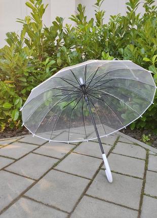 Прозора парасоля на 16 спиць прозорий парасолька парасольку тростину3 фото