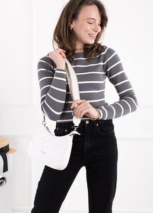 Базовая сумочка кроссбоди с широким ремнем черная белая сумка базовая черная белая с широким ремнем