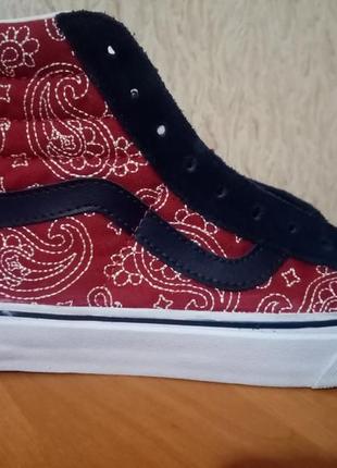 Vans sk8 hi reissue bandana stitch men, dress blues chili pepper