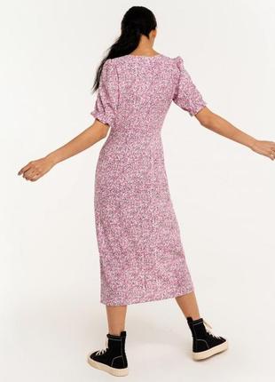 Стильное летнее платье миди с разрезами  в цветочный принт6 фото