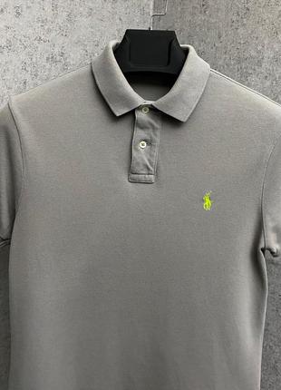 Сіра футболка поло від бренда polo ralph lauren3 фото