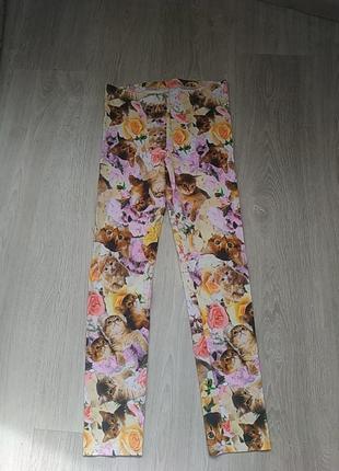 Красивейшие,качественные,фирменеые,хлопковые лосины с котятами