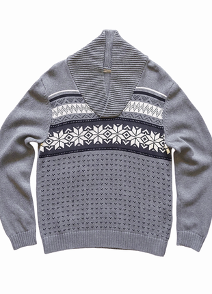 Чоловічий светр / сірий светр / норвежський светр / светр з скандінавським малюнком / демісезонний светр