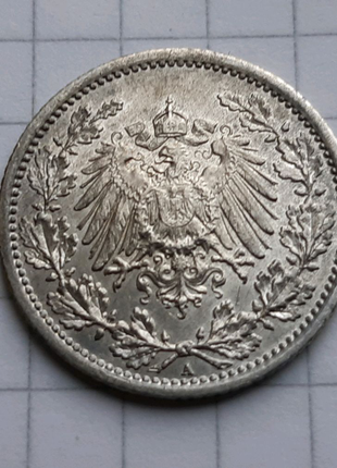 Германия 1/2 марки, 1914 г. серебро3 фото