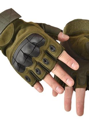 Тактичні рукавички без пальців t10 tactical чорна, оливкова