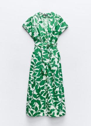 Платье женское зеленоеное с принтом zara new2 фото