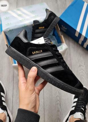 Чёрные замшевые кроссовки адидас газель унисекс adidas gazelle black