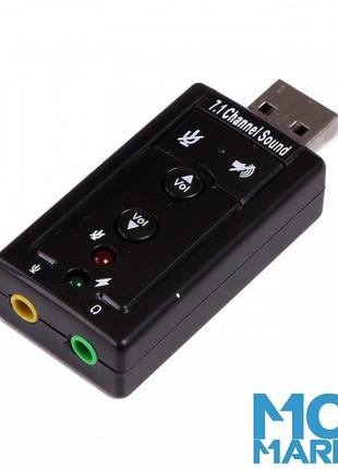 Usb звукова карта зовнішня 3d sound card 7.1 для навушників і мік