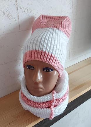Комплект женский шапка бини и хомут