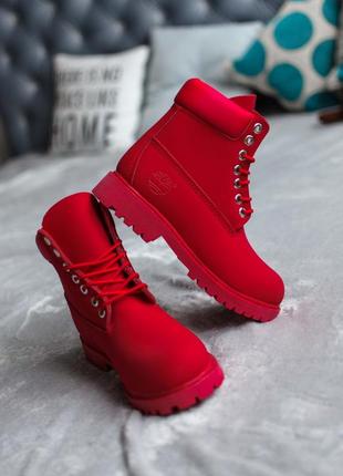 Timberland red жіночі черевики тімберленд червоні термо