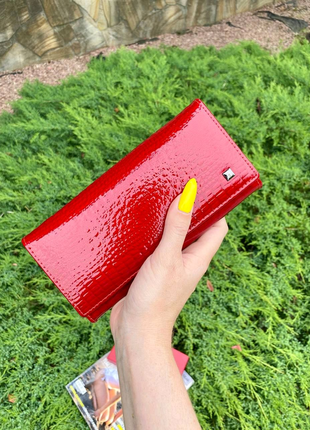 Шкіряний червоний жіночий гаманець лакированный женский кошелёк3 фото