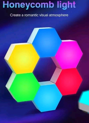Модульна настінна шестигранна комбінована лампа 6шт.  кольоровий1 фото