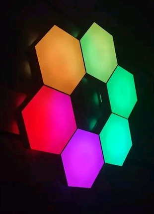 Модульна настінна шестигранна комбінована лампа 6шт.  кольоровий2 фото