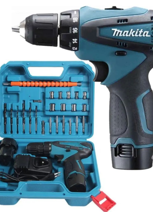 Акумуляторний шуруповерт 12v з набором makita df330dwe, набір біт1 фото