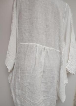 Льняная удлиненная рубашка балахон.5 фото