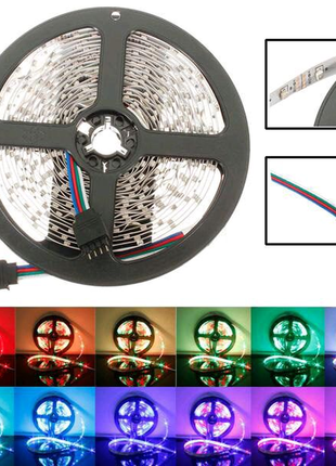 Світлодіодна стрічка smd 5050 rgb led 5 м ip65 з пультом та блоко2 фото