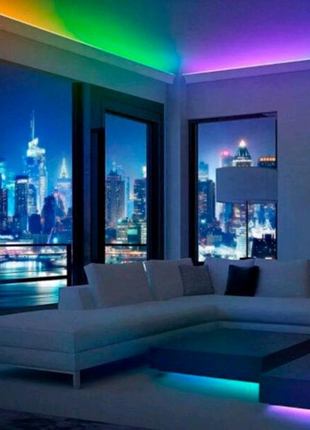 Світлодіодна стрічка smd 5050 rgb led 5 м ip65 з пультом та блоко4 фото
