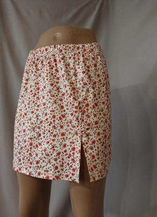 Трендовая эластичная юбка мини цветочный принт2 фото