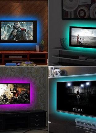 2 метри світлодіодна led стрічка 5050 rgb для фонового підсвічува7 фото