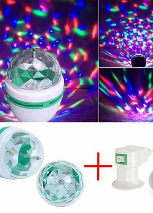 Лампочка обертається світлодіодна led, диско disco лампа + перехі3 фото