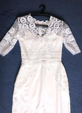 Біла сукня, сукня довга, сукня в пол, сукня з розрізом, святкова сукня, сукня на випускний, сукня з мереживом , сукня рибка2 фото