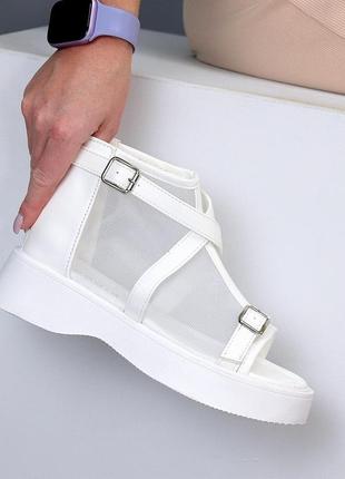 Белые босоножки женские сандали летние белого цвета сетка 36 37 38 39 40 414 фото