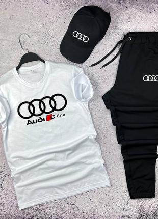 Спортивний костюм футболка + шорти + кепка audi