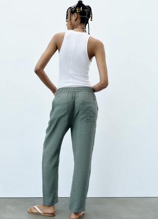 Zara струмуючі штани зеленого кольору3 фото