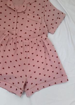 Муслиновая пижама в сердечки3 фото